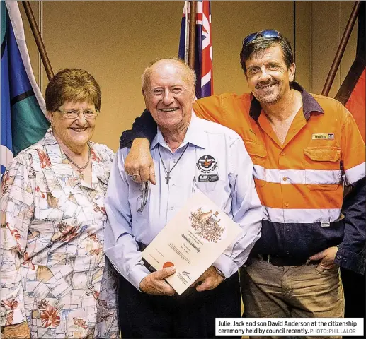  ??  ?? Julie, Jack and son David Anderson at the citizenshi­p ceremony held by council recently. PHOTO: PHIL LALOR