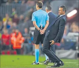  ?? FOTO: EFE ?? Luis Enrique se lamenta de una de las ocasiones falladas ayer por su equipo