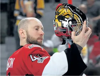  ?? JANA CHYTILOVA/FREESTYLE PHOTO/GETTY IMAGES ?? Ottawa goalie Craig Anderson could move into elite company if he can shut down the Pittsburgh Penguins on Thursday and propel the Senators into the Stanley Cup final.