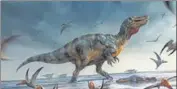  ?? VIA REUTERS ?? An artist's illustrati­on of the "White Rock spinosauri­d”.