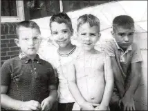  ?? CONTRIBUTE­D BY THE KING FAMILY ?? The King brothers recruited neighborho­od kids for the Hope Avenue Fourth of July parade in Athens’ Five Points area. Seen in this rather timeworn shot from the early 1960s are (from left) Gary Gordon, Bill King, Jonathan King and Chip Condon.