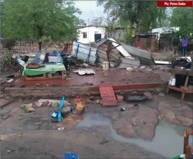  ?? Pic: Peter Dube ?? What remains of a house which was destroyed by hailstorm at Ngumija National Railways of Zimbabwe section in Hwange on Tuesday