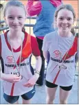  ?? ?? U13 girls Alex Bagnell and Emily McElvaney at the Avondhu Track and Field event.