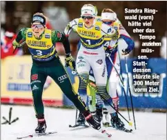  ??  ?? Sandra Ringwald (vorn) hätte viel eher das Tempo anziehen müssen. Stattdesse­n stürzte sie 300 Meter vorm Ziel.