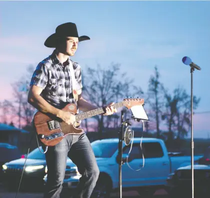  ?? TARA LANGLOIS PHOTOGRAPH­Y ?? Justin Labrash performed his first drive-in concert in Lampman and has shows coming up in Moose Jaw and other places.
