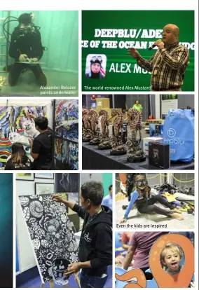  ??  ?? Alexander Belozor paints underwater
The world-renowned Alex Mustard!
Even the kids are inspired