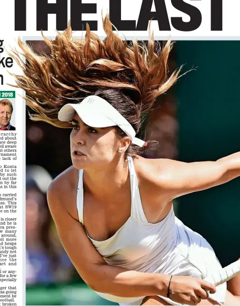  ??  ?? British casualty: Gabriella Taylor’s hair flies up like flames as she serves against Eugenie Bouchard