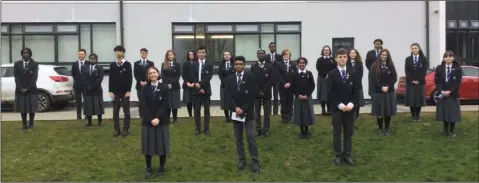  ??  ?? Members of Dundalk Grammar School Student Council with in front from left to right, Officers Isabelle Janssen, Ashik Prasad and Max McCaldin.