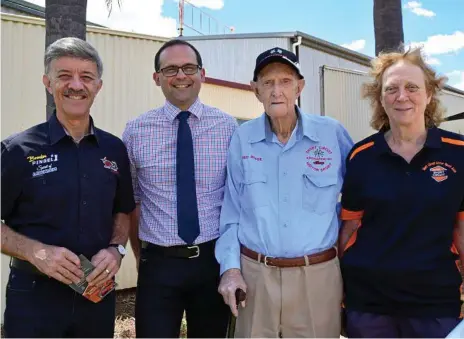  ?? Photo: Contribute­d ?? FUNDING BOOST: Discussing the Toowoomba Short Circuit Motor Sport club's grant are (from left) president Derek Pingel, Member for Toowoomba South David Janetzki, secretary Fred Berge and treasurer Pat Murray.