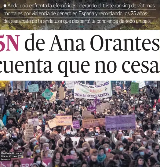  ?? ANTONIO L. JUÁREZ ?? Manifestac­ión por el 25N de 2021 en Granada.