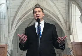  ?? SEAN KILPATRICK / THE CANADIAN PRESS ?? Conservati­ve Leader Andrew Scheer has criticized the Liberals for what his own party were so loudly accused of with the Fair Elections Act.