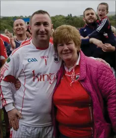  ??  ?? Glenealy goalkeeper Keith Snell with hismother Triona Gorman-Snell after the final whistle in the SHC final in Joule Park, Aughrim.