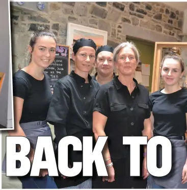  ?? Photos by Marie Rohan ?? The ladies of Coast Café in Ballybunio­n ready for business on Monday –
Johanna Kiely, Sandra OMahony, Yvonne Kerins, Eileen Kiely proprieter, Caoimhe Scanlon, Sarah Jane Carmody and Caoimhe Barry.