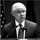  ?? ZACH GIBSON/GETTY ?? Attorney General Jeff Sessions talks to reporters about the five task forces created to target criminal groups.