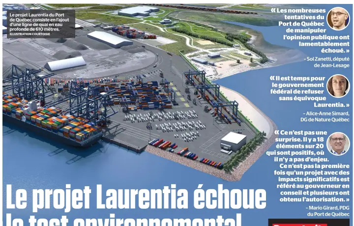  ?? ILLUSTRATI­ON COURTOISIE ?? Le projet Laurentia du Port de Québec consiste en l’ajout d’une ligne de quai en eau profonde de 610 mètres.