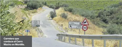  ?? JOSÉ ANTONIO AGUILAR ?? Carretera que conduce al Cerro Macho en Montilla.