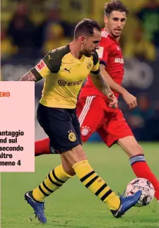  ?? GETTY ?? Paco Alcacer, 25 anni, segna il gol del 3-2 per il Borussia