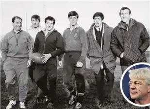  ?? ?? Legends: Neath GS coach Roy Bish, left, with his five Cardiff Lions in 1968 (from left) Maurice Richards, Gareth Edwards, Barry John, Gerald Davies and Keri Jones