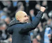  ?? Picture: REUTERS/Phil Noble ?? CLAWING BACK: Manchester City manager Pep Guardiola celebrates after the team’s 2-1 victory against Liverpool.