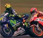  ?? ANSA IPP ?? Il contatto tra Rossi e Marquez a Sepang; Nakamoto bella foto grande e con Marc al box HRC