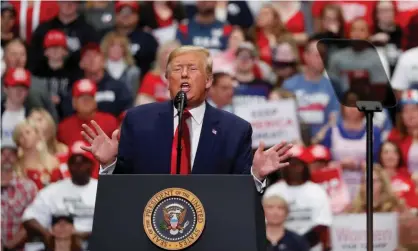  ??  ?? Donald Trump speaks at a campaign rally in Charlotte, North Carolina. Photograph: Lucas Jackson/Reuters