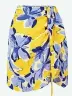  ?? ?? Michelle Keegan tie front drape mini skirt – blue floral print, £30, Very