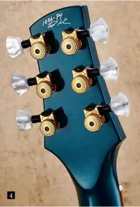  ??  ?? 4. These Sperzel Trim-Lok tuners use the lighterwei­ght open-backed housing. As one of the original wave of improved locking tuners, Sperzels still take some beating