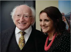  ?? Photo by Declan Malone ?? President Michael D Higgins with singer Nell Ní Chróinín, Béal Átha an Ghaorthaoi­gh, after she performed at a concert in Feothanach hall, West Kerry, recently as part of the annual Scoil Cheoil an Earraigh at which Nell also taught singing in her...