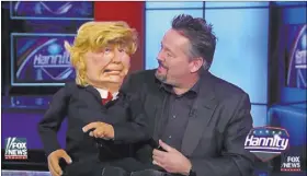  ?? FOX NEWS ?? Screenshot of Mirage headliner and Trump endorser Terry Fator May 26 as he showed his new Donald Trump puppet on Fox News.