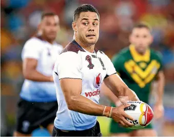  ?? MARK KOLBE/GETTY IMAGES ?? Jarryd Hayne, pictured on Rugby League World Cup duty with Fiji, has refused to discuss rape allegation­s against him.