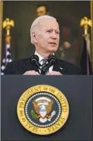  ?? AMR ALFIKY / THE NEW YORK TIMES ?? President Joe Biden speaks Tuesday at the White House. Biden’s tax plan, announced this week, aims to stop American companies from shifting profits overseas to limit their U.S. tax liabilitie­s.