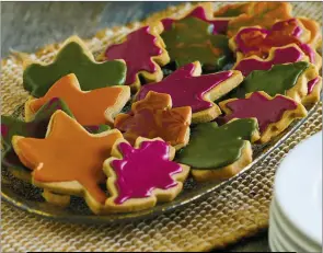  ??  ?? Glazed Autumn Leaf Cookies