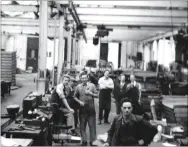  ??  ?? Coach and vehicle manufactur­er Tilling Stevens in St Peter’s Street in the 1940s. Doreen Coppin took these pictures of staff and the production line when she worked there after the company was requisitio­ned to help with the war effort