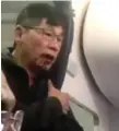  ?? YOUTUBE ?? Video shot by a fellow passenger shows blood on the face of the man forcibly removed from United flight.