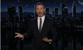  ?? Photograph: YouTube ?? Jimmy Kimmel on Jim Jordan: ‘A man who is famous for not speaking up would like to be speaker. It’s really something.’