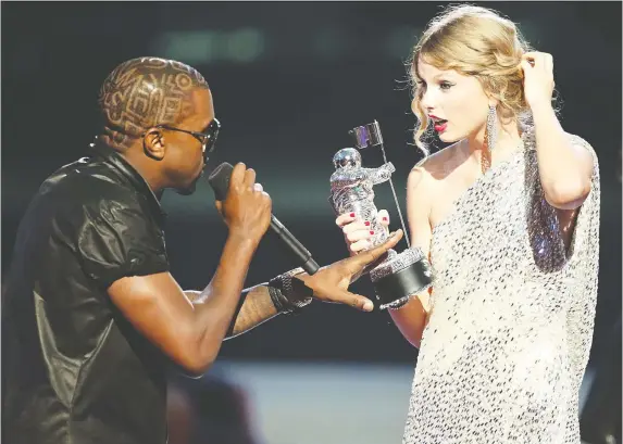  ?? CHRISTOPHE­R POLK/GETTY IMAGES ?? No matter what happens at the MTV Video Music Awards on Monday, chances are it won’t be as influentia­l as the Kanye West-Taylor Swift clash in 2009.