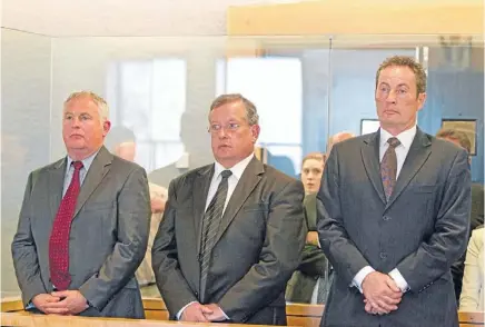  ?? Photo: FAIRFAX NZ ?? Convicted of fraud: Capital + Merchant Finance directors, from left, Wayne Douglas, Owen Tallentire and Neal Nicholls in court.