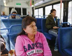  ?? GARY REYES — STAFF ARCHIVES ?? Voni De La Cruz, of San Jose, center, rides VTA Route 73 along San Fernando Street in San Jose in 2016.