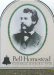  ?? ?? A photo of Alexander Graham Bell sits outside the homestead where he lived as a young man.