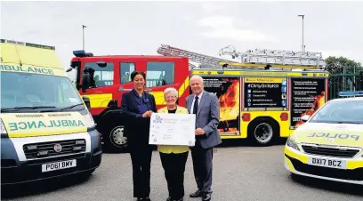  ??  ?? With the Emergency Services Strategic Commitment on Dementia are Paul Hancock (chief officer of Cheshire Fire and Rescue Service), Janette McCormick (acting chief constable of Cheshire Constabula­ry) and David Kitchen (deputy director of operations for...