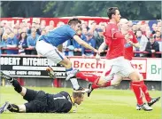  ??  ?? WE’RE BACK Andy Little scores at Brechin in 2012