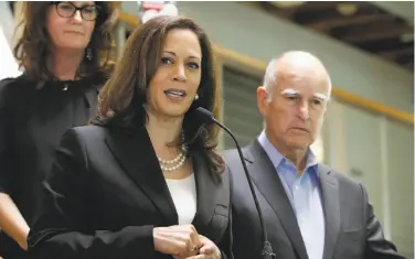  ?? Rich Pedroncell­i / Associated Press ?? If Kamala Harris joins the U.S. Senate, Gov. Jerry Brown will need to fill her state attorney general post.