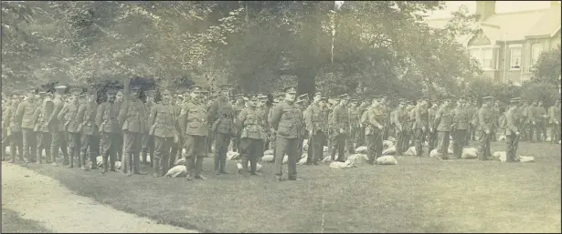  ??  ?? ■ Members of the 5th Battalion Leicesters­hire Regiment in Loughborou­gh’s Queen’s Park - date unknown