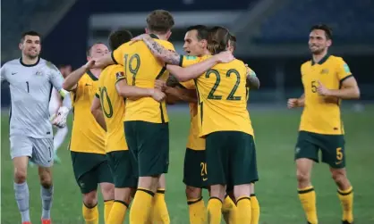  ?? Photograph: Yasser Al-Zayyat/AFP/Getty Images ?? Australia’s Harry Souttar’s goal was enough for victory over Jordan at Jaber Al-Ahmad Internatio­nal Stadium in Kuwait.