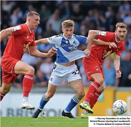  ?? Picture: Ryan Hiscott/JMP ?? Harvey Saunders in action for Bristol Rovers during last weekend’s 3-1 home defeat to Leyton Orient