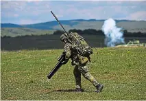  ?? RADOVAN STOKLASA/ REUTERS ?? A soldier carrying an anti-drone weapon takes part in a Nato exercise at a military training area in Slovakia yesterday