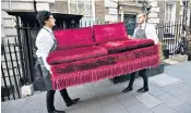  ??  ?? A velvet sofa used by stars such as Naomi Campbell, right, along with the last photograph of the nightclub before its refurbishm­ent, below, will be among the items going under the hammer