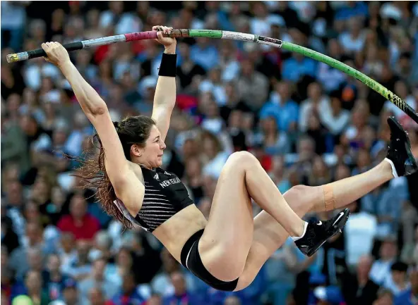  ?? PHOTO: GETTY IMAGES ?? New Zealand pole vaulter Eliza McCartney broke her own national and Oceania record, with a huge 4.92m effort at a competitio­n in Germany yesterday. The 21-year-old had just last month recorded her previous best of 4.85m, in a Diamond League event in...