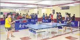  ??  ?? Players in action during the CBSE Cluster IV Table Tennis Tournament in Lucknow on Monday.