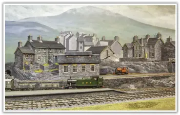  ??  ?? GWR 'Prairie' No. 4575 shunts its train in front of the Llanidris and Ratgoed Railway engine shed. Behind, the little KerrStuart style locomotive is partly scratch-built on a Hornby 0-4-0 chassis.